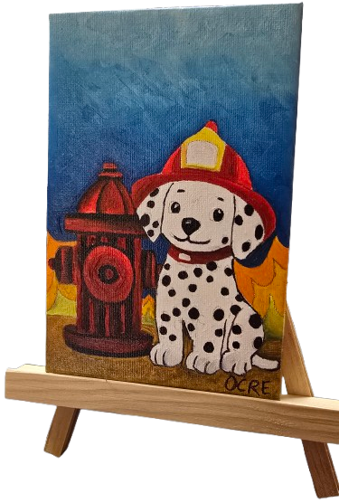 Pintura al oleo Bombero dálmata - Imagen 4